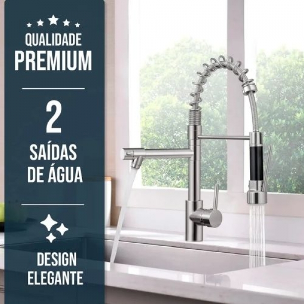 Torneira Gourmet Mesa com Dois Jatos Monocromático - Cód 28847 - LINHA METAL