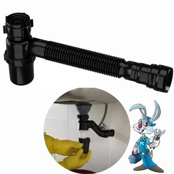 Sifão Copo Sanfonado Preto - cód 31103