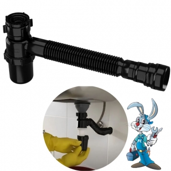 Sifão Copo Sanfonado Preto - cód 31103