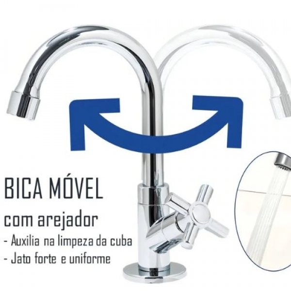 Torneira Lavatório Banheiro Bica Móvel Abs 1/4 De Volta - Cód 5814 - LINHA SINK