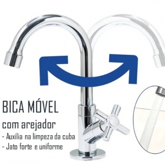 Torneira Lavatório Banheiro Bica Móvel Abs 1/4 De Volta - Cód 5814