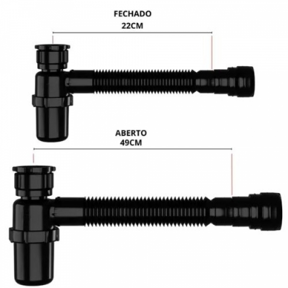 Sifão Copo Sanfonado Universal 49cm - Cód 31103 - COPO - 49CM