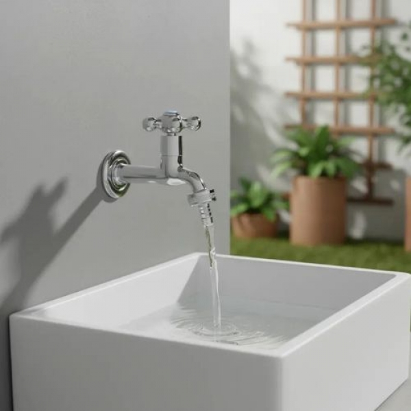 Torneira Jardim longa 1/2x3/4 CROMADA Cód - Cód 14917 - LINHA METAL