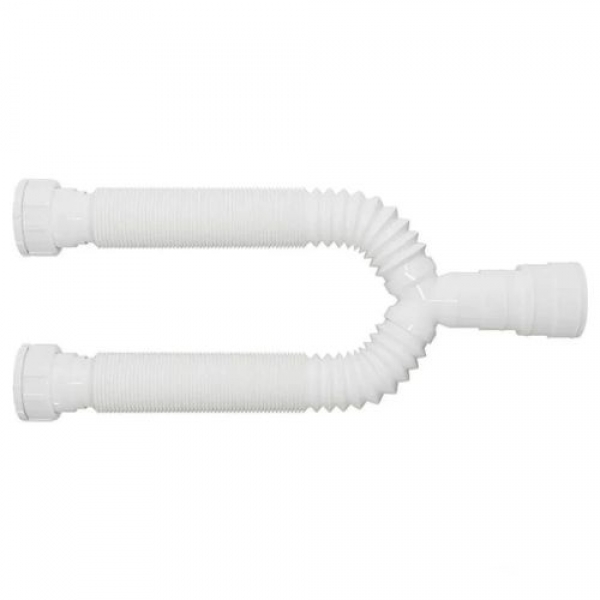 Sifão Sanfonado Duplo Universal Branco - Cód 3424 - 2 SAIDAS