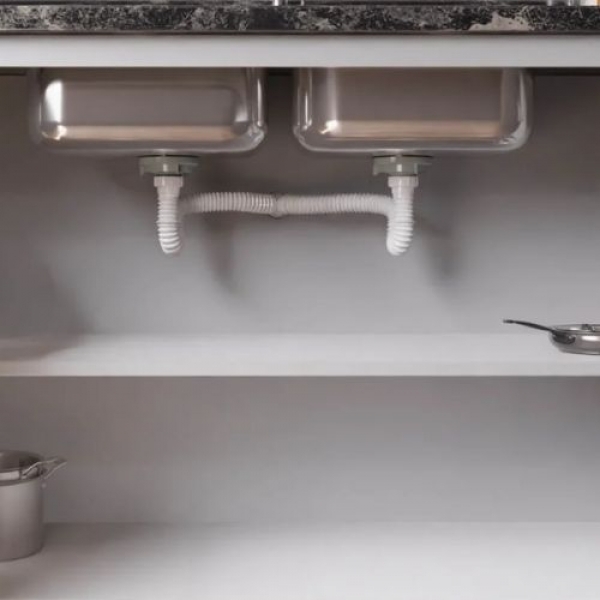 Sifão Sanfonado Duplo Universal Branco - Cód 5380 - 2 SAIDAS
