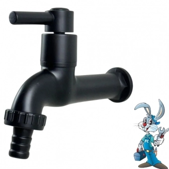 Torneira Abs Preta Tanque Jardim Lavanderia Máquina 1/2 3/4 - cód 32326