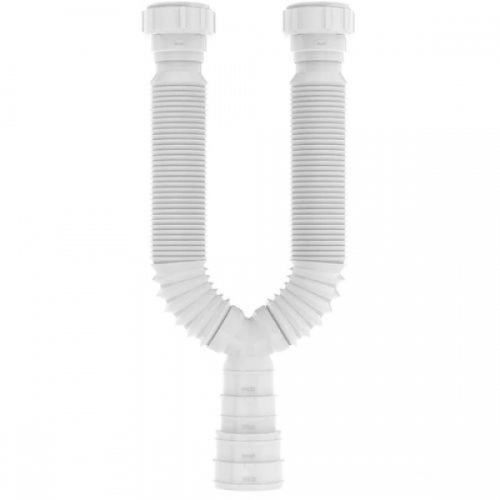 Sifão Sanfonado Duplo Universal Branco - Cód 5380 - 2 SAIDAS