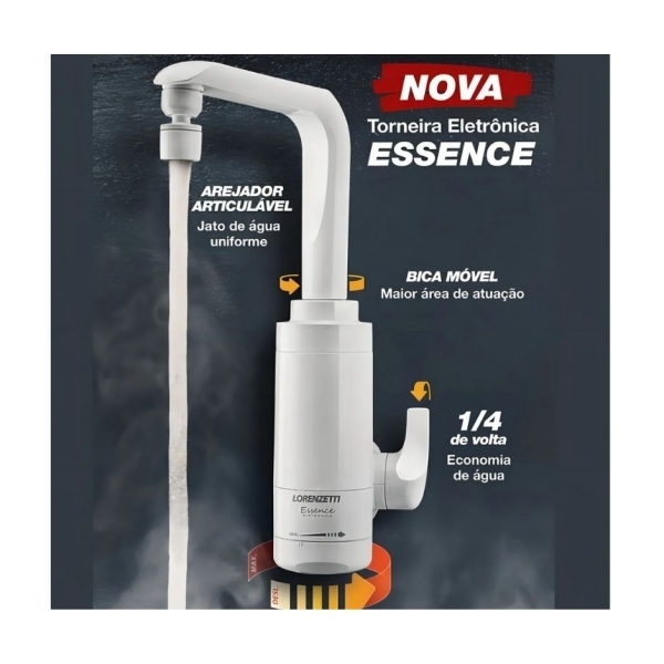 Torneira Eletrônica Essence - 5500w  220v - cód 34280 - LORENZETTI - MESA