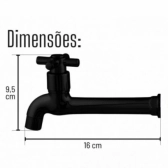 Torneira Pia 16CM Abs Preto fosco 1/4 V - Cód 32782 - LINHA SINK